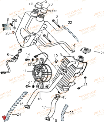Refroidissement MASAI Pièces Moto X-RAY 50cc