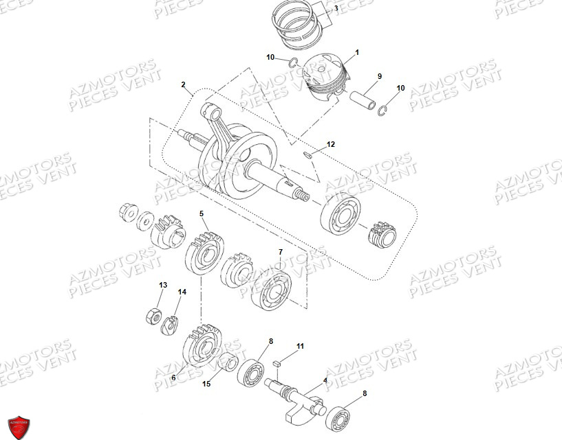 Piston Vilebrequin VENT Pièces VENT X-RUDE 125 4T 2024