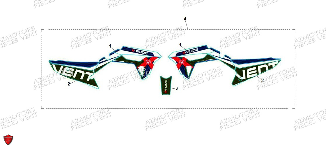 Stickers VENT Pièces VENT X-RUDE 125 4T 2024