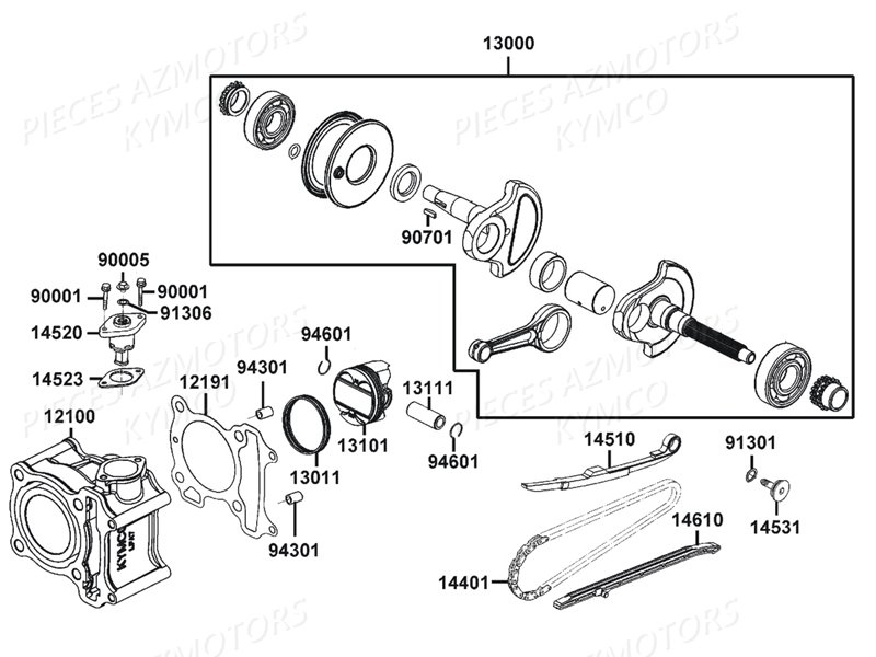 CYLINDRE PISTON pour X-TOWN-125I-EXCLUSIV