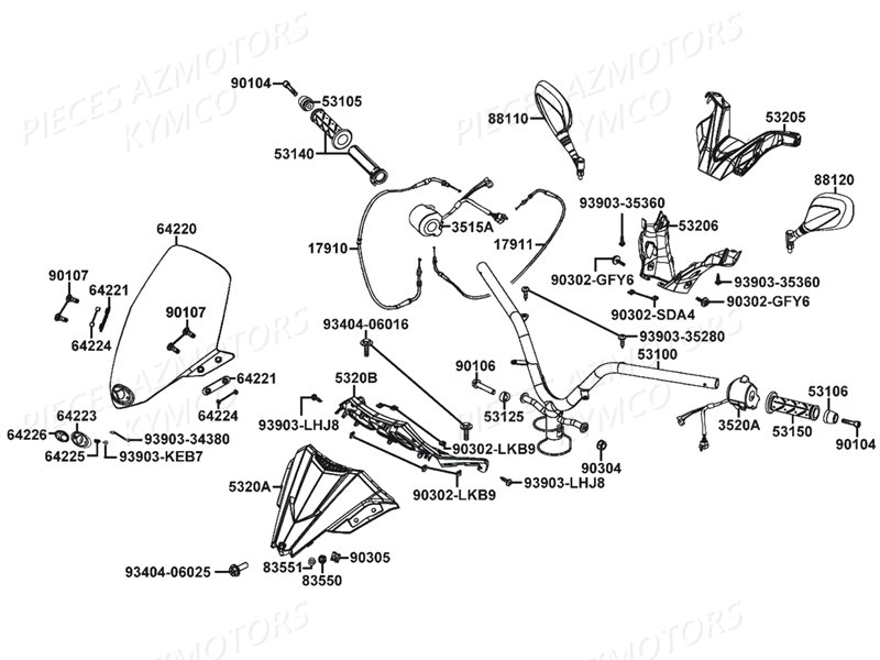 Guidon Retroviseurs KYMCO Pièces X.TOWN 125 I CBS EXCLUSIVE EURO4 (KS25AH)