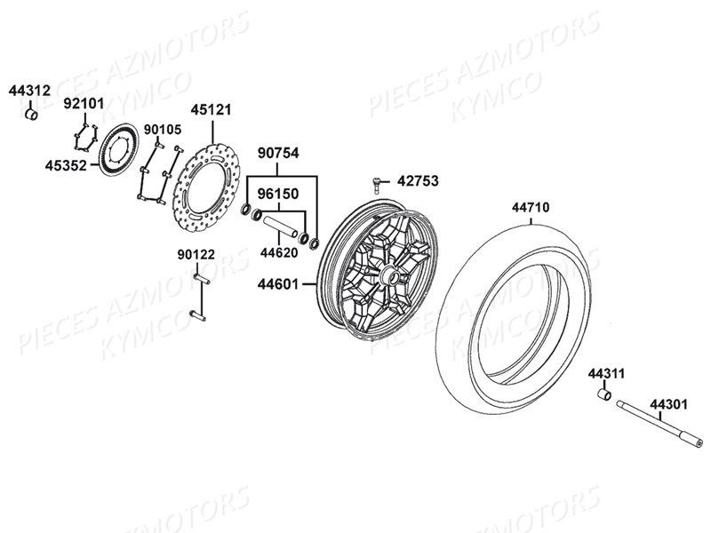 ROUE_AVANT KYMCO Pièces Scooter Kymco X.TOWN 125I CBS EURO 4