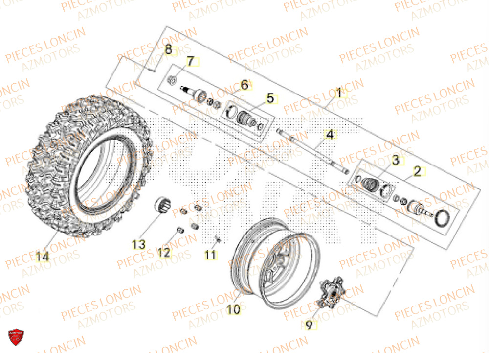 Roue Arriere Droite LONCIN QUAD LONCIN XWOLF 1000 Euro5