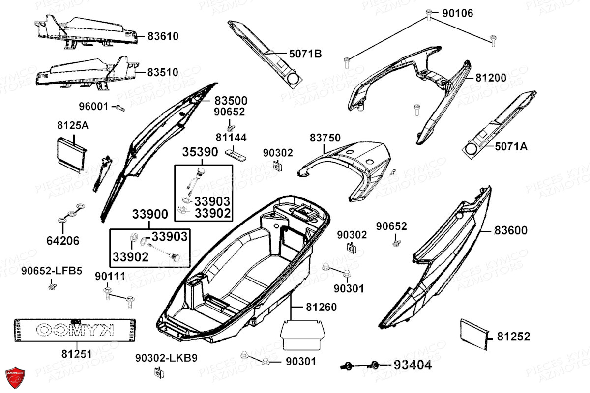 CARENAGES_ARRIERE KYMCO PIECES SCOOTER X.TOWN CITY 125I CBS E5 (KS25DA)