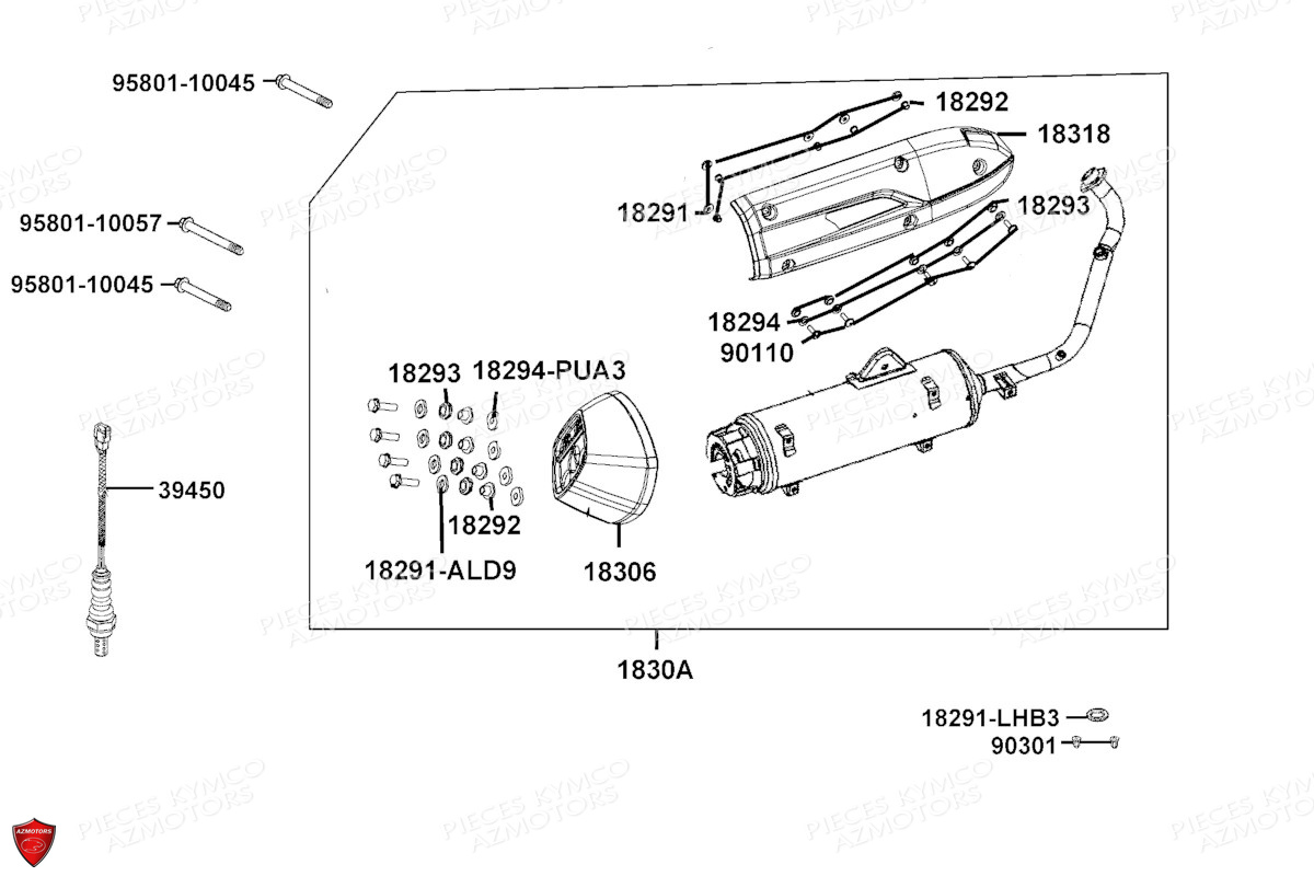 ECHAPPEMENT KYMCO PIECES SCOOTER X.TOWN CITY 125I CBS E5 (KS25DA)