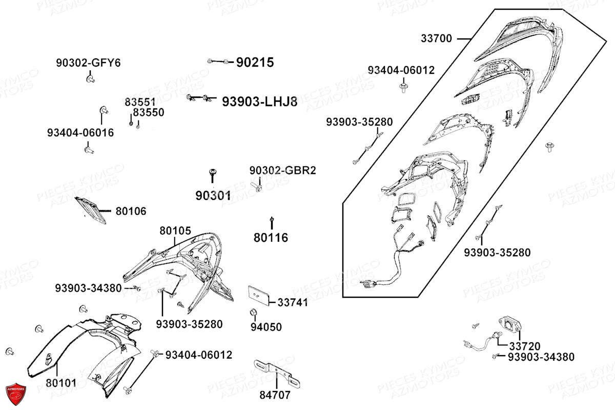 Feu Arriere KYMCO PIECES X.TOWN CITY 125I CBS E5 (KS25DA)