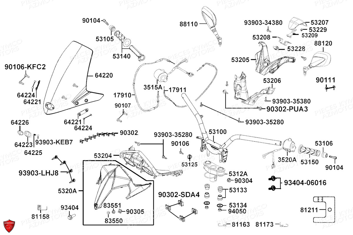 Guidon Retroviseurs KYMCO PIECES X.TOWN CITY 125I CBS E5 (KS25DA)