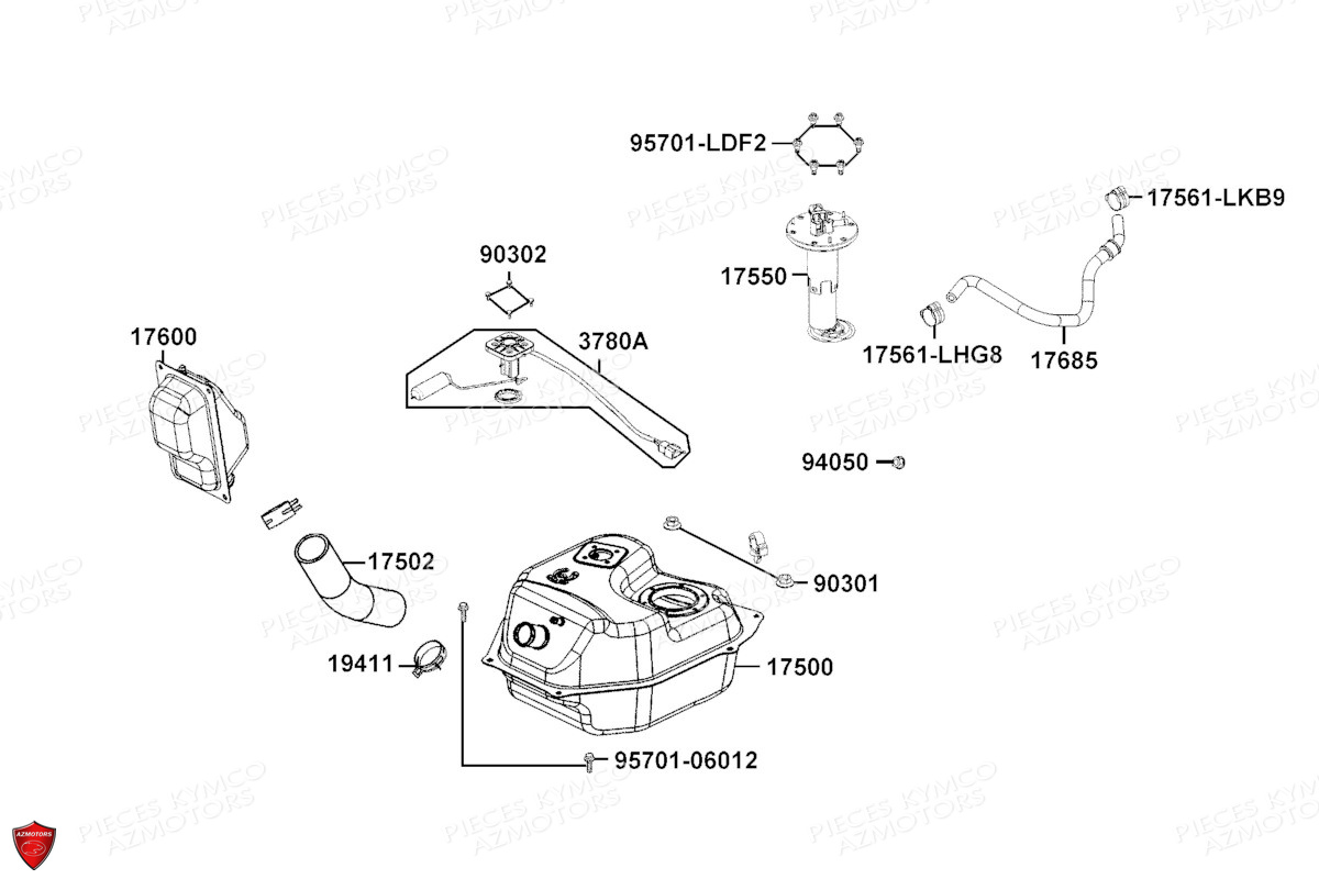 Reservoir A Carburant KYMCO PIECES X.TOWN CITY 125I CBS E5 (KS25DA)