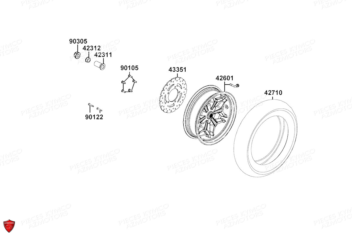Roue Arriere KYMCO PIECES X.TOWN CITY 125I CBS E5 (KS25DA)