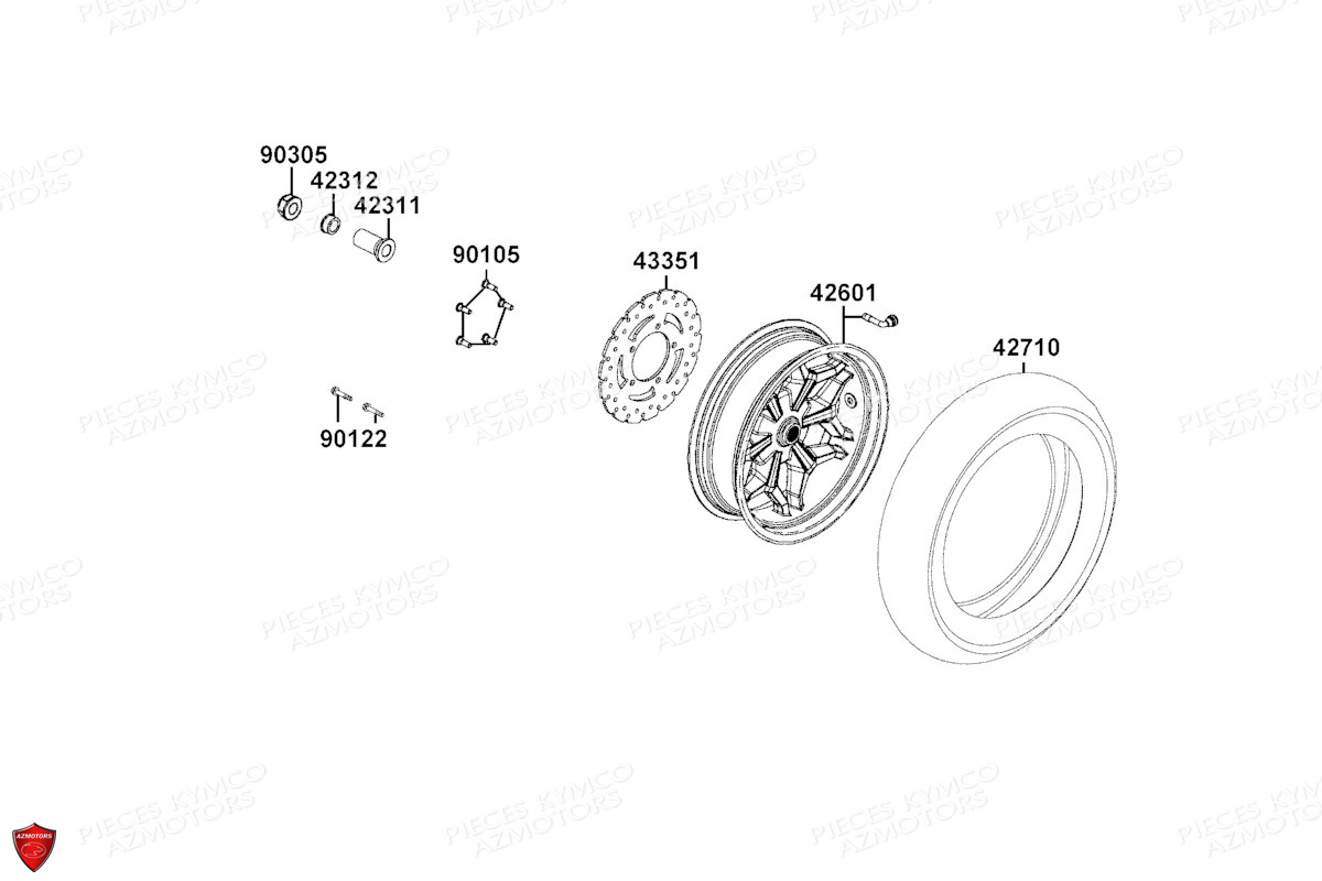 Roue Arriere KYMCO PIECES X.TOWN CITY 125I CBS E5 (KS25DA)