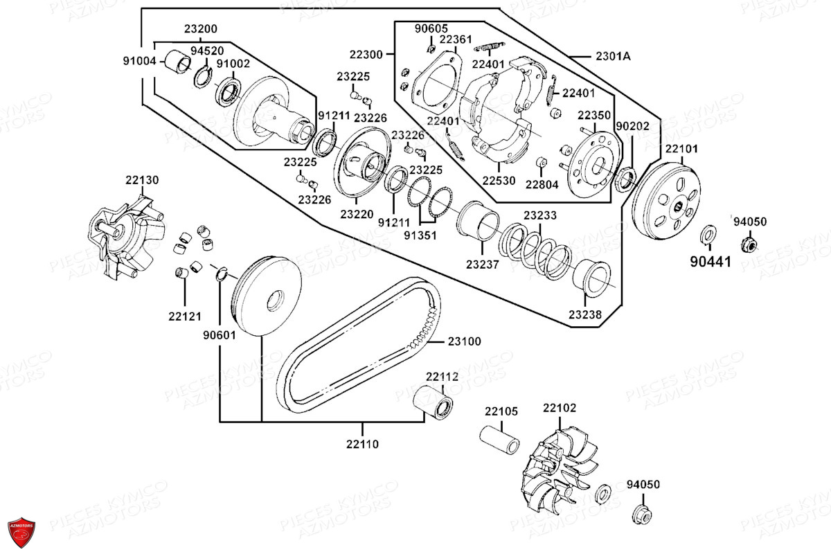 VARIATEUR_EMBRAYAGE KYMCO PIECES SCOOTER X.TOWN CITY 125I CBS E5 (KS25DA)