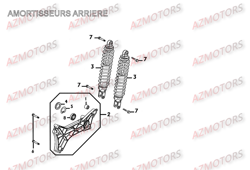 Amortisseurs Arriere AZMOTORS Pièces Scooter Kymco XCITING 250 AFI 4T EURO II