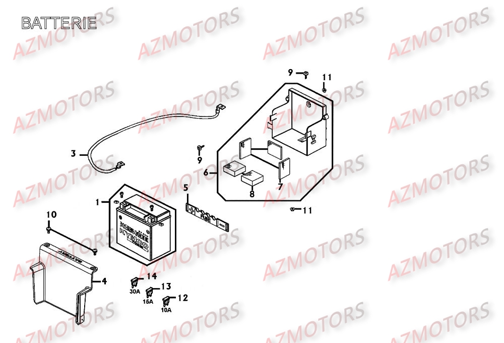 Batterie KYMCO Pièces Scooter Kymco XCITING 250 AFI 4T EURO II