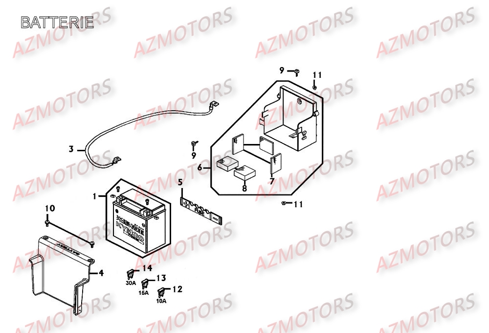 BATTERIE KYMCO Pièces Scooter XCITING 250 AFI 4T EURO II