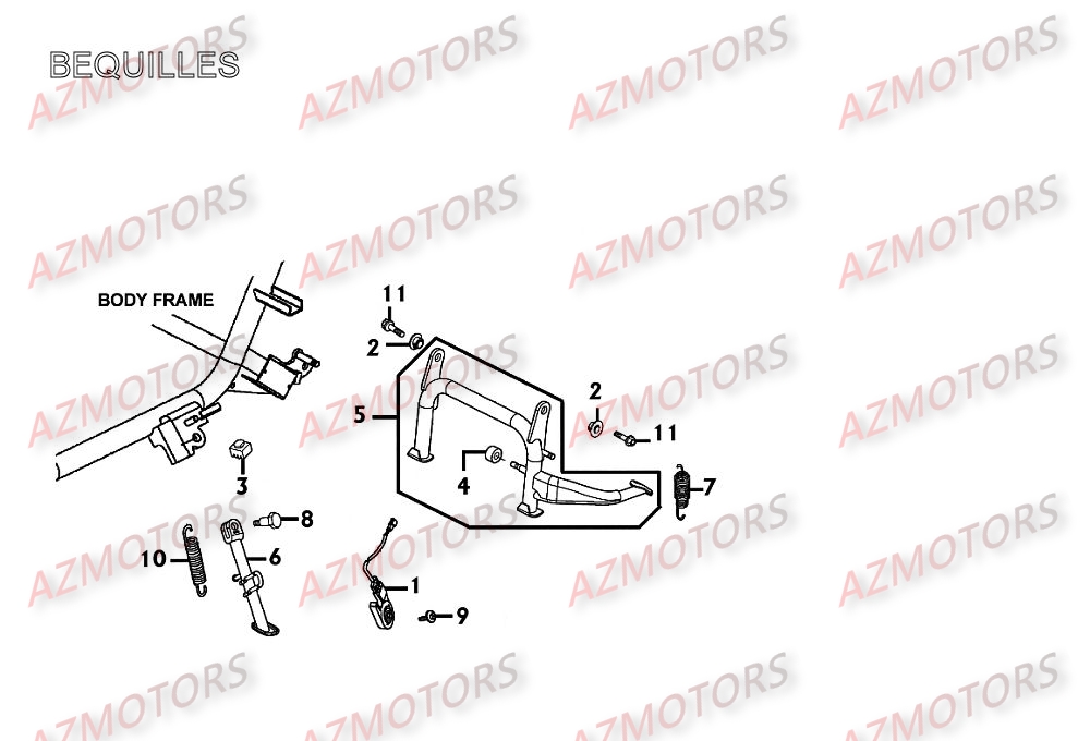 Bequilles AZMOTORS Pièces Scooter Kymco XCITING 250 AFI 4T EURO II