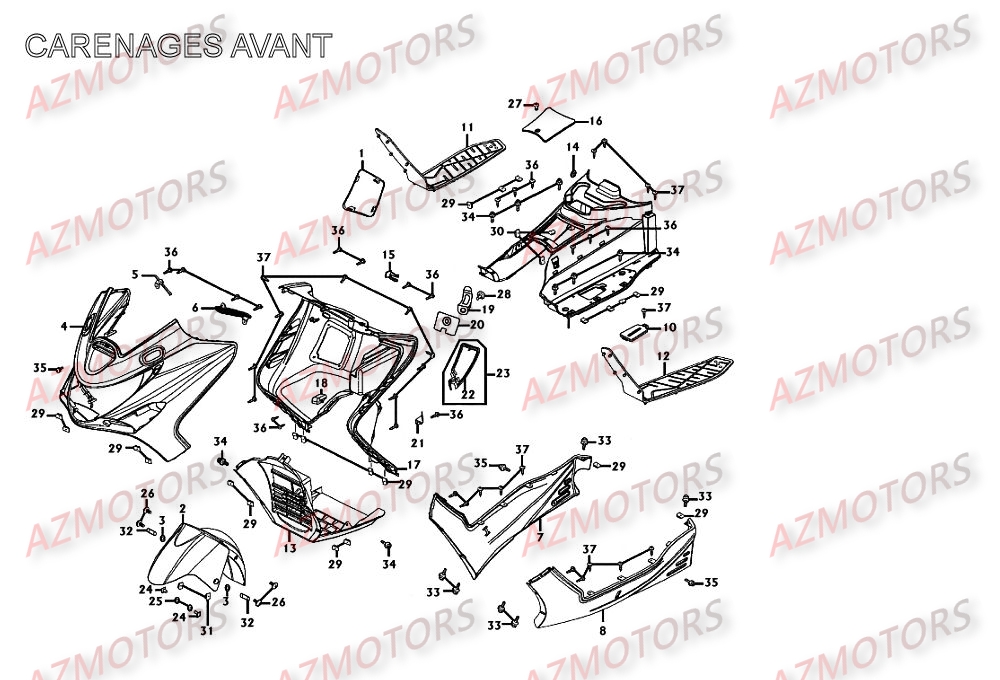 Carenages Avant KYMCO Pièces Scooter Kymco XCITING 250 AFI 4T EURO II