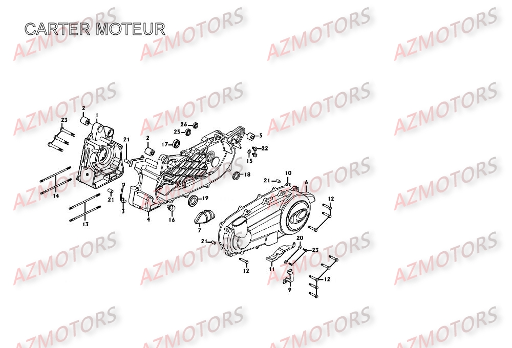 Carter Moteur KYMCO Pièces Scooter Kymco XCITING 250 AFI 4T EURO II