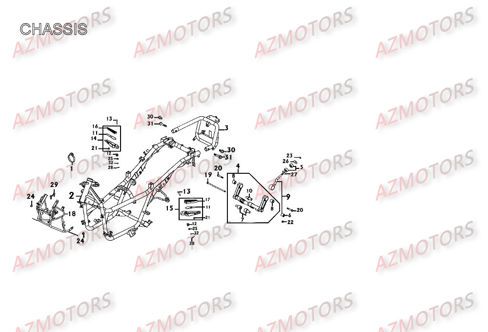 Chassis KYMCO Pièces Scooter Kymco XCITING 250 AFI 4T EURO II