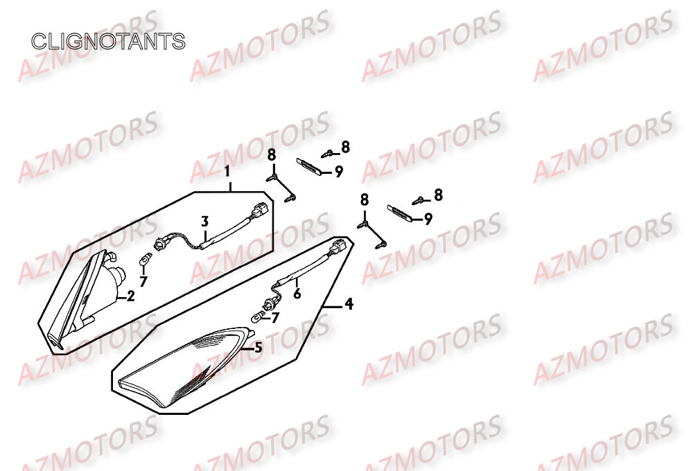 Clignotants AZMOTORS Pièces Scooter Kymco XCITING 250 AFI 4T EURO II