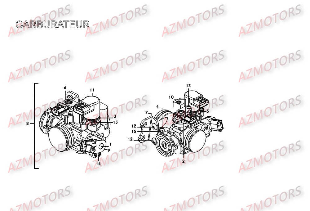 Corps De Papillon AZMOTORS Pièces Scooter Kymco XCITING 250 AFI 4T EURO II