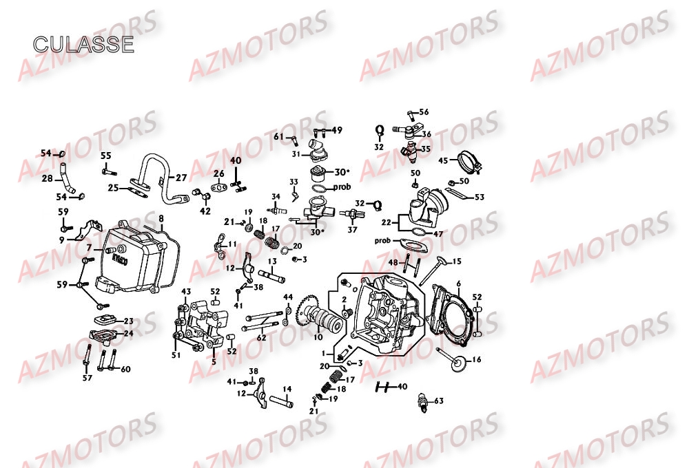 Culasse AZMOTORS Pièces Scooter Kymco XCITING 250 AFI 4T EURO II