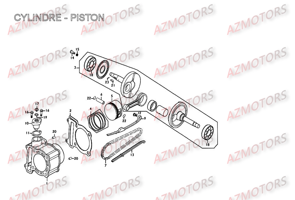 Cylindre   Piston KYMCO Pièces Scooter Kymco XCITING 250 AFI 4T EURO II