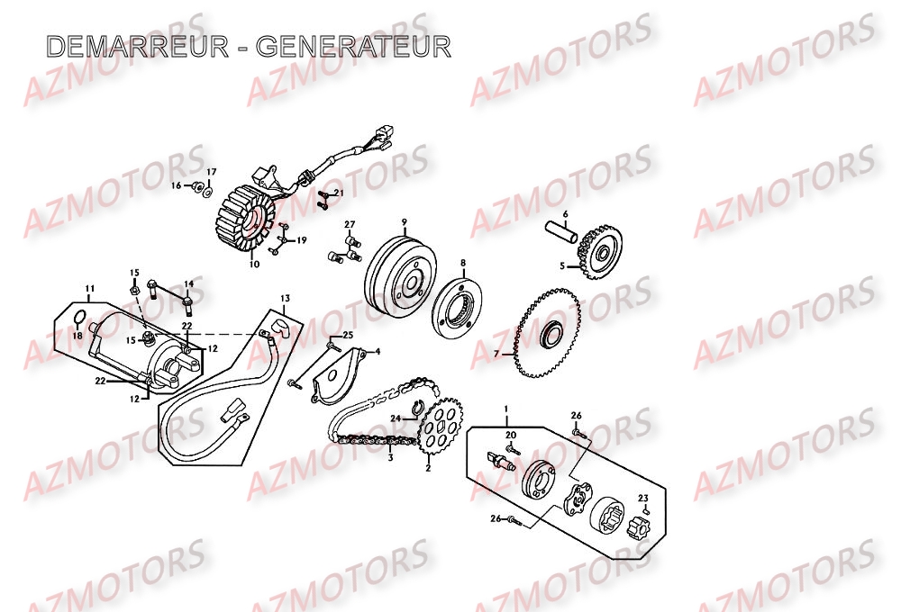 Demarreur   Generateur AZMOTORS Pièces Scooter Kymco XCITING 250 AFI 4T EURO II