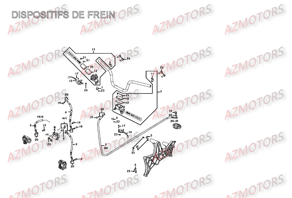 Dispositifs De Freins AZMOTORS Pièces Scooter Kymco XCITING 250 AFI 4T EURO II