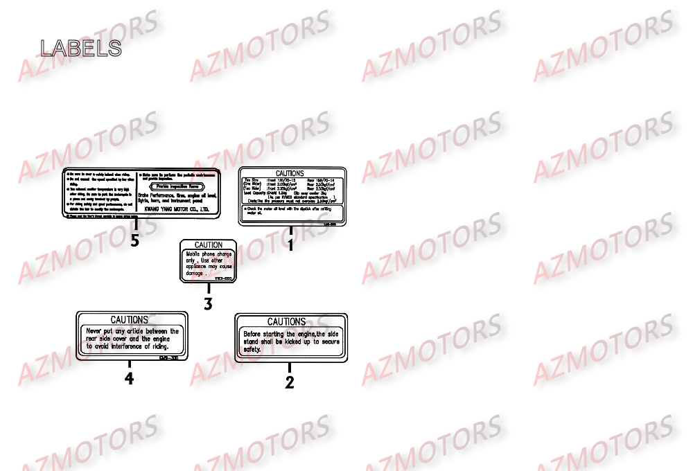 Labels KYMCO Pièces Scooter Kymco XCITING 250 AFI 4T EURO II