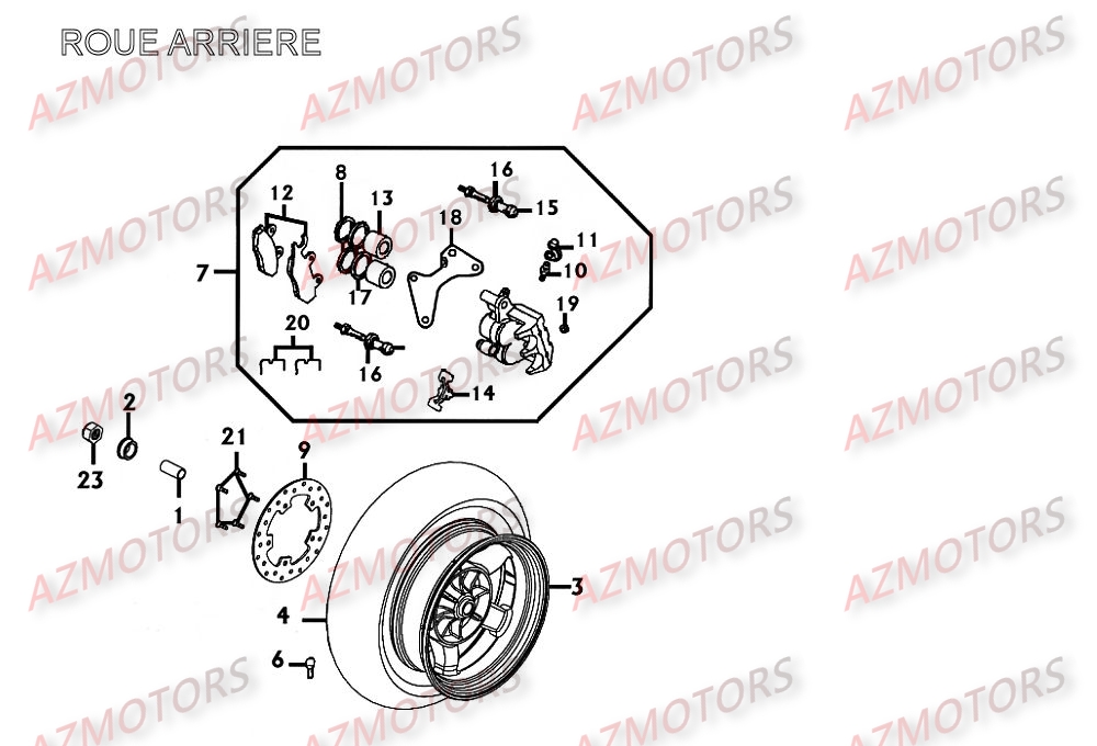Roue Arriere KYMCO Pièces Scooter Kymco XCITING 250 AFI 4T EURO II