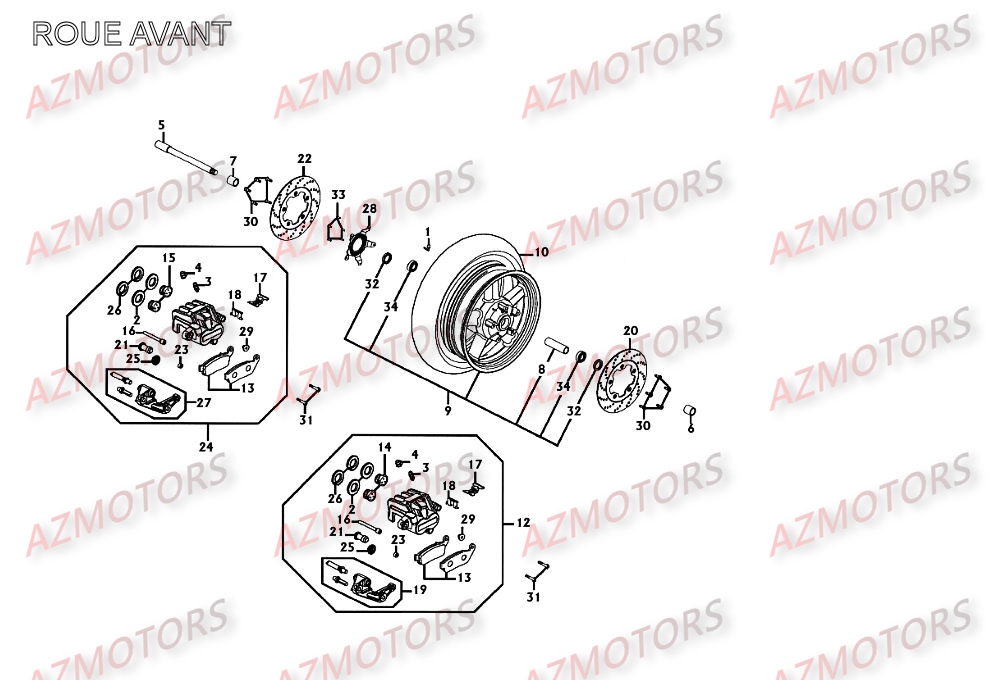 Roue Avant KYMCO Pièces Scooter Kymco XCITING 250 AFI 4T EURO II