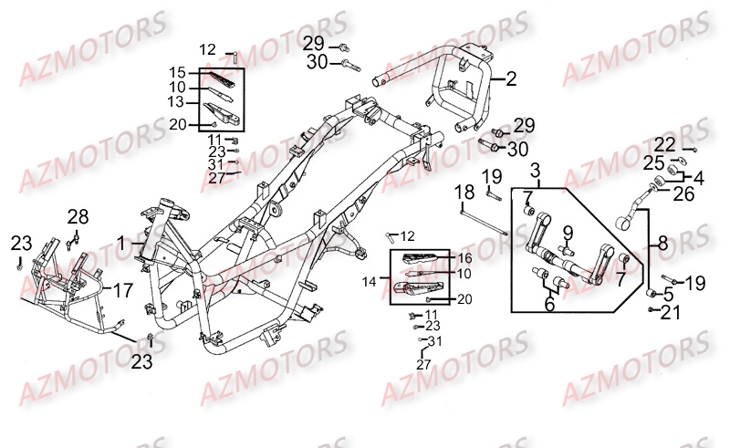 CHASSIS KYMCO Pièces Scooter XCITING 300 AFI 4T EURO III