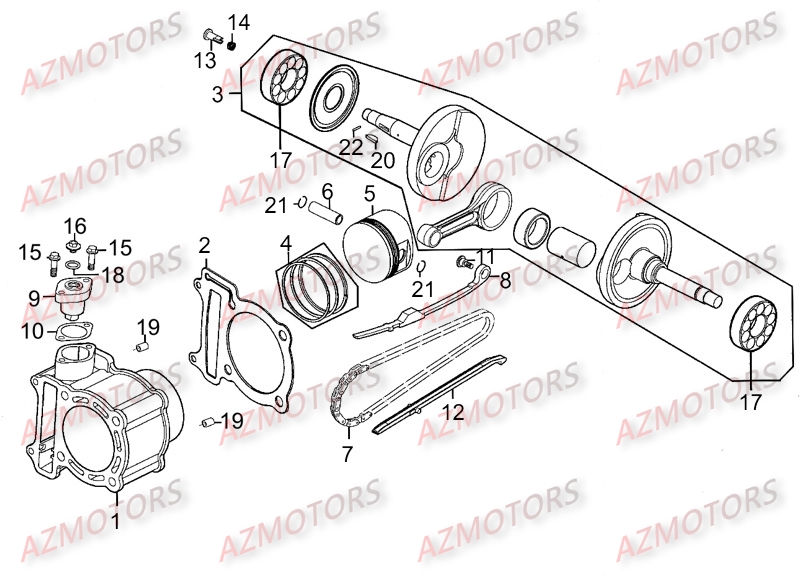 CYLINDRE - PISTON KYMCO Pièces Scooter XCITING 300 AFI 4T EURO III