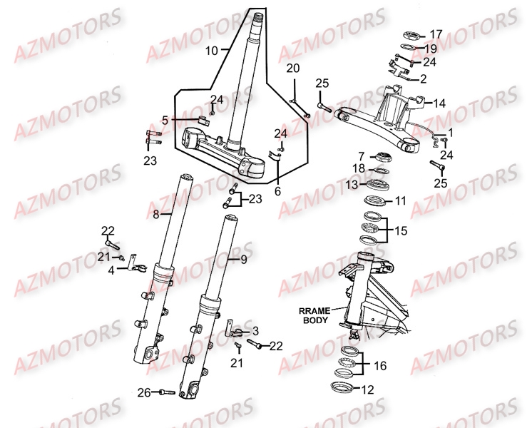 FOURCHE KYMCO Pièces Scooter XCITING 300 AFI 4T EURO III