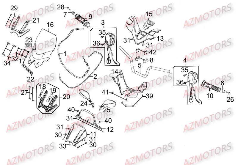 Guidon KYMCO Pièces Scooter Kymco XCITING 300 AFI 4T EURO III