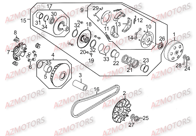 VARIATEUR   EMBRAYAGE KYMCO XCITING 300 III