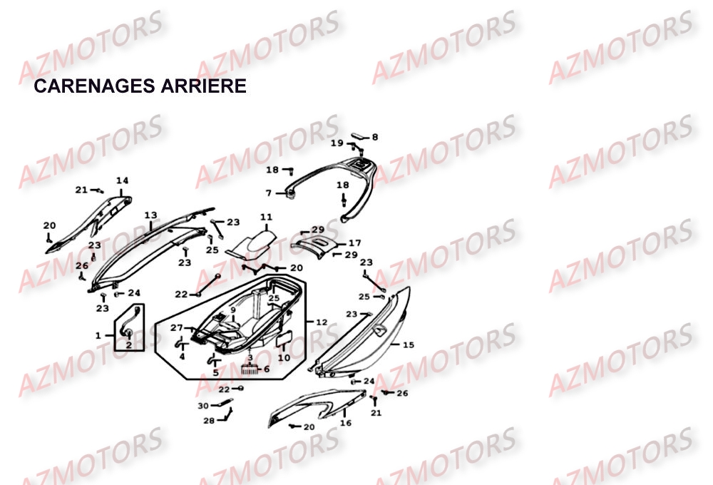 Carenages Arriere KYMCO Pièces Scooter Kymco XCITING 500 4T EURO II