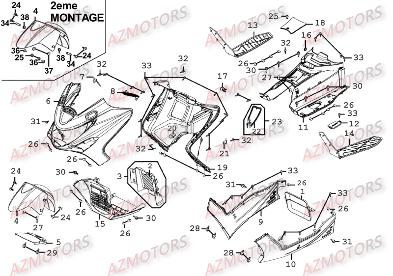 Carenages Avant KYMCO Pièces Scooter Kymco XCITING 500 4T EURO II