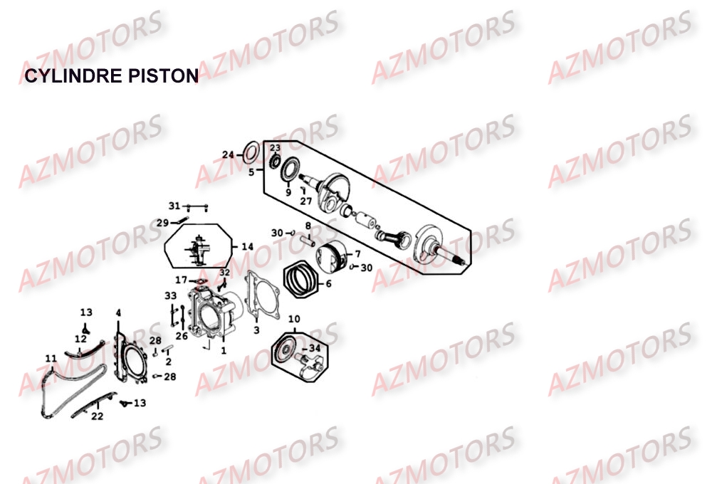 CYLINDRE - PISTON KYMCO Pièces Scooter XCITING 500 4T EURO II 