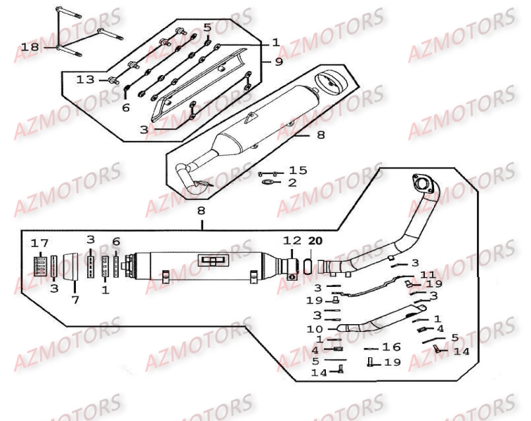 ECHAPPEMENT KYMCO Pièces Scooter XCITING 500 4T EURO II 