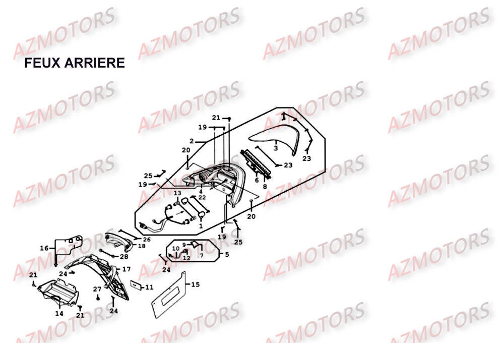 FEU ARRIERE KYMCO Pièces Scooter XCITING 500 4T EURO II 