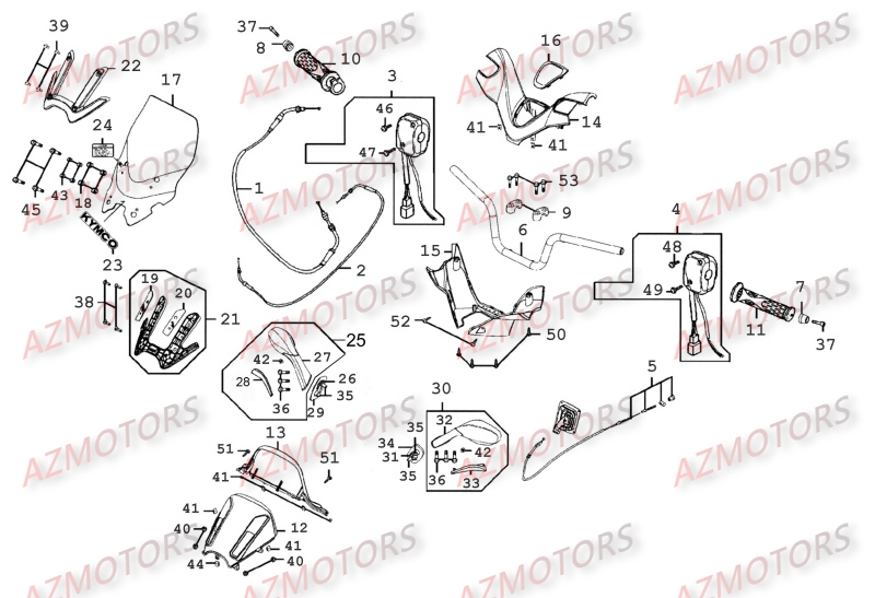 Guidon   Retroviseurs KYMCO Pièces Scooter Kymco XCITING 500 4T EURO II