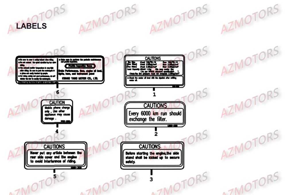 Labels KYMCO Pièces Scooter Kymco XCITING 500 4T EURO II