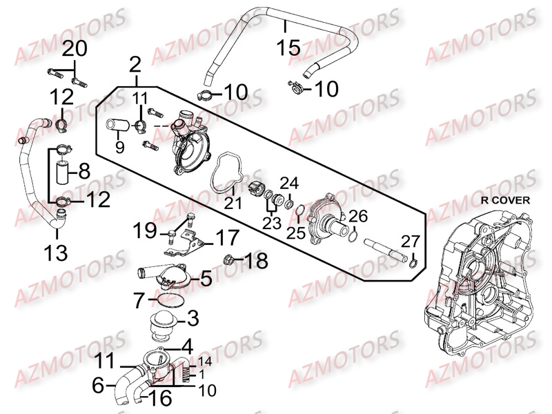 POMPE A EAU KYMCO Pièces Scooter XCITING 500 4T EURO II 