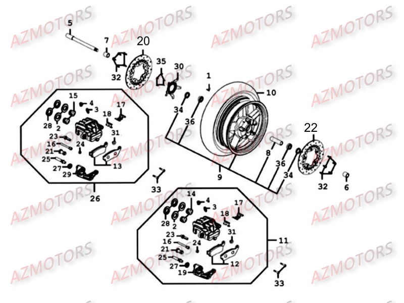 ROUE AVANT KYMCO Pièces Scooter XCITING 500 4T EURO II 