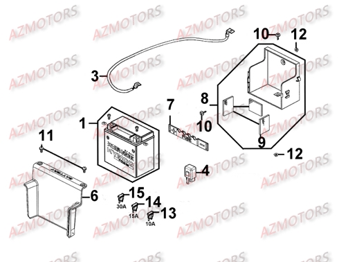 Batterie KYMCO Pièces Scooter Kymco XCITING 500 AFI 4T EURO III