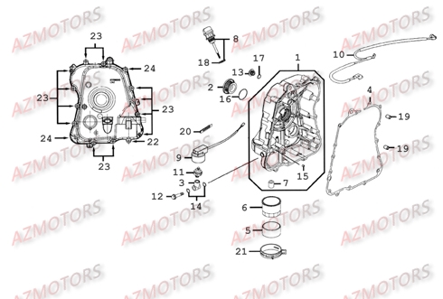 Carter Droit KYMCO Pièces Scooter Kymco XCITING 500 AFI 4T EURO III