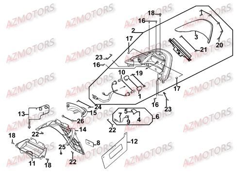 FEUX ARRIERE KYMCO Pièces Scooter XCITING 500 AFI 4T EURO III