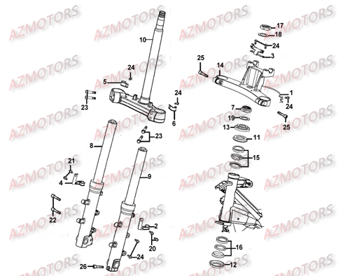 Fourche KYMCO Pièces Scooter Kymco XCITING 500 AFI 4T EURO III