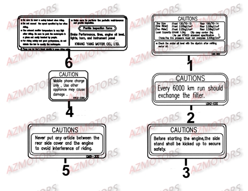 Labels KYMCO Pièces Scooter Kymco XCITING 500 AFI 4T EURO III